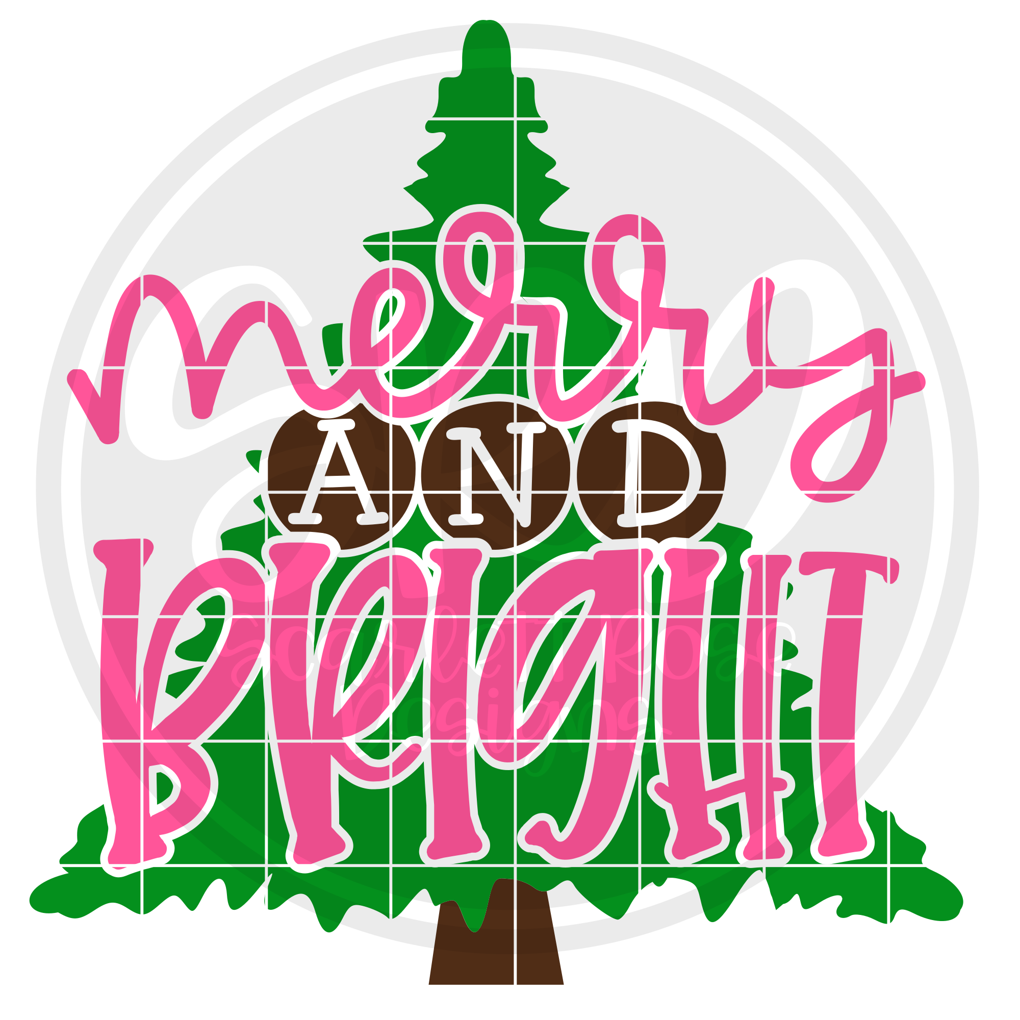 Christmas SVG, Merry & Bright SVG cut file - Scarlett Rose Designs