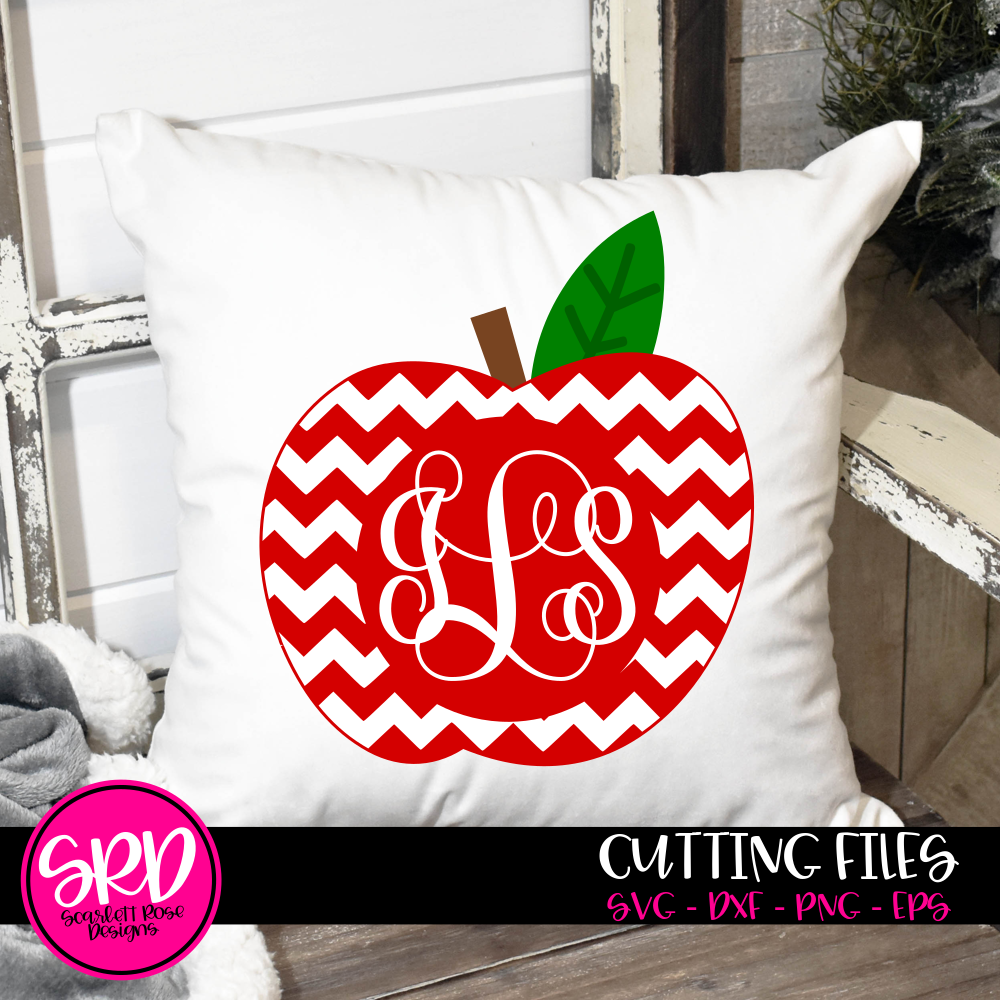 Download Back To School Svg Cut File Chevron Apple Monogram Frame Svg Scarlett Rose Designs