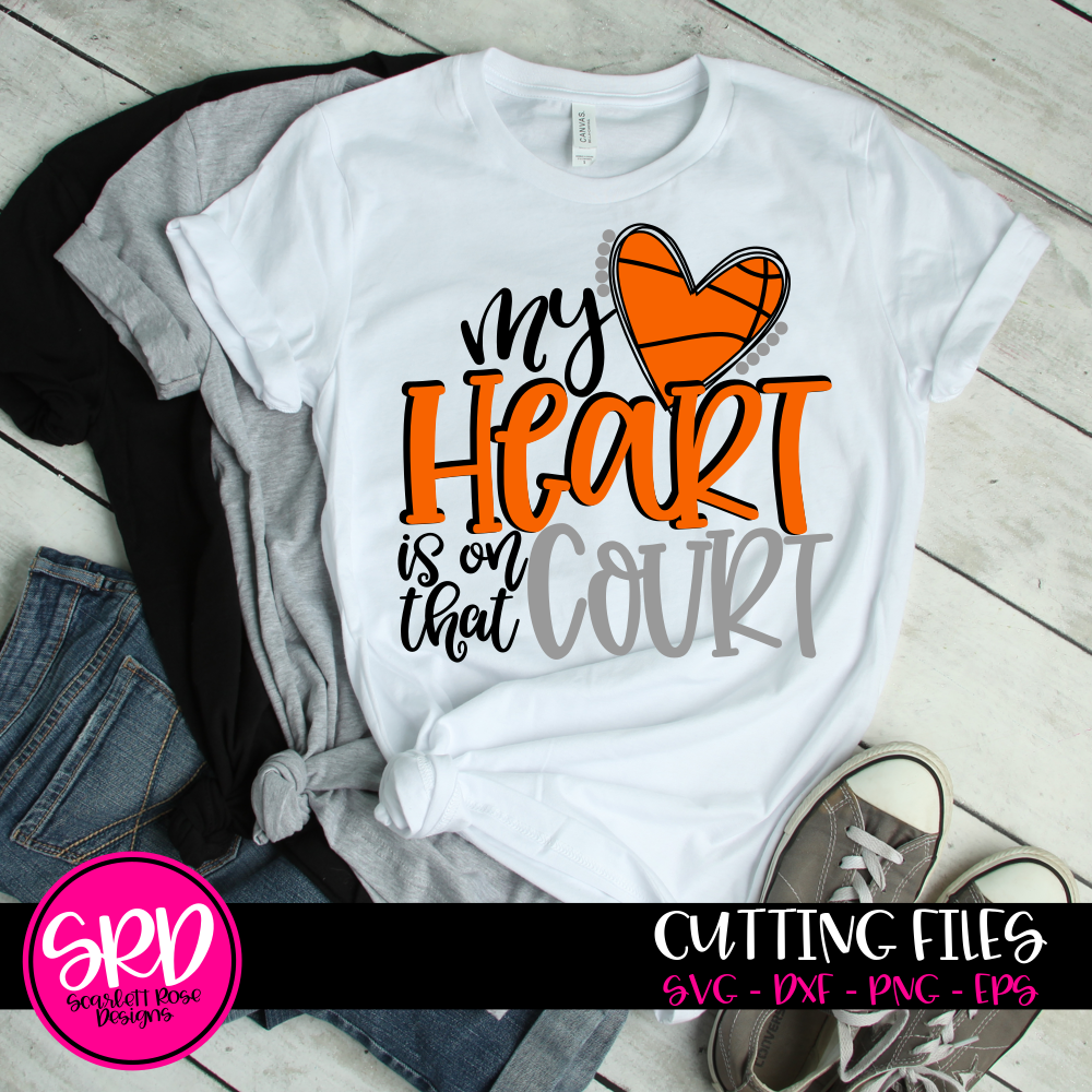 Download Clip Art Dxf My Heart Is On That Court Svg For Cricut Silhouette Svg Iron On Transfer Basketball Svg Cut File Cut File Eps Art Collectibles