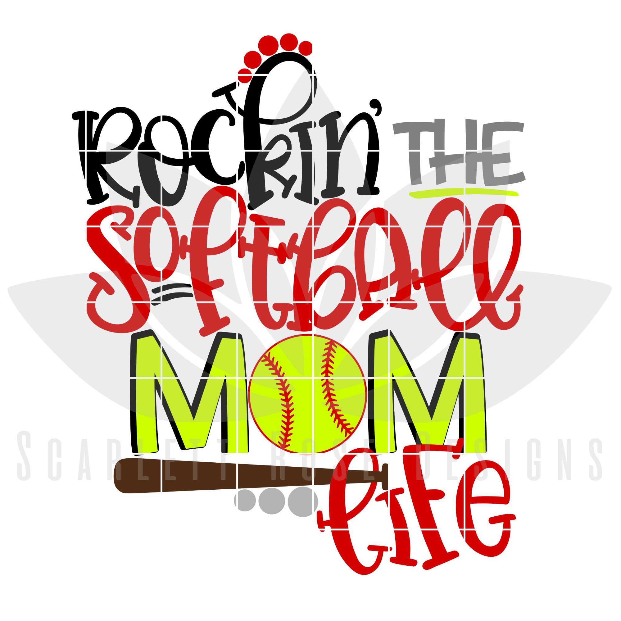 Sports Rockin The Softball Mom Life Svg Scarlett Rose Designs