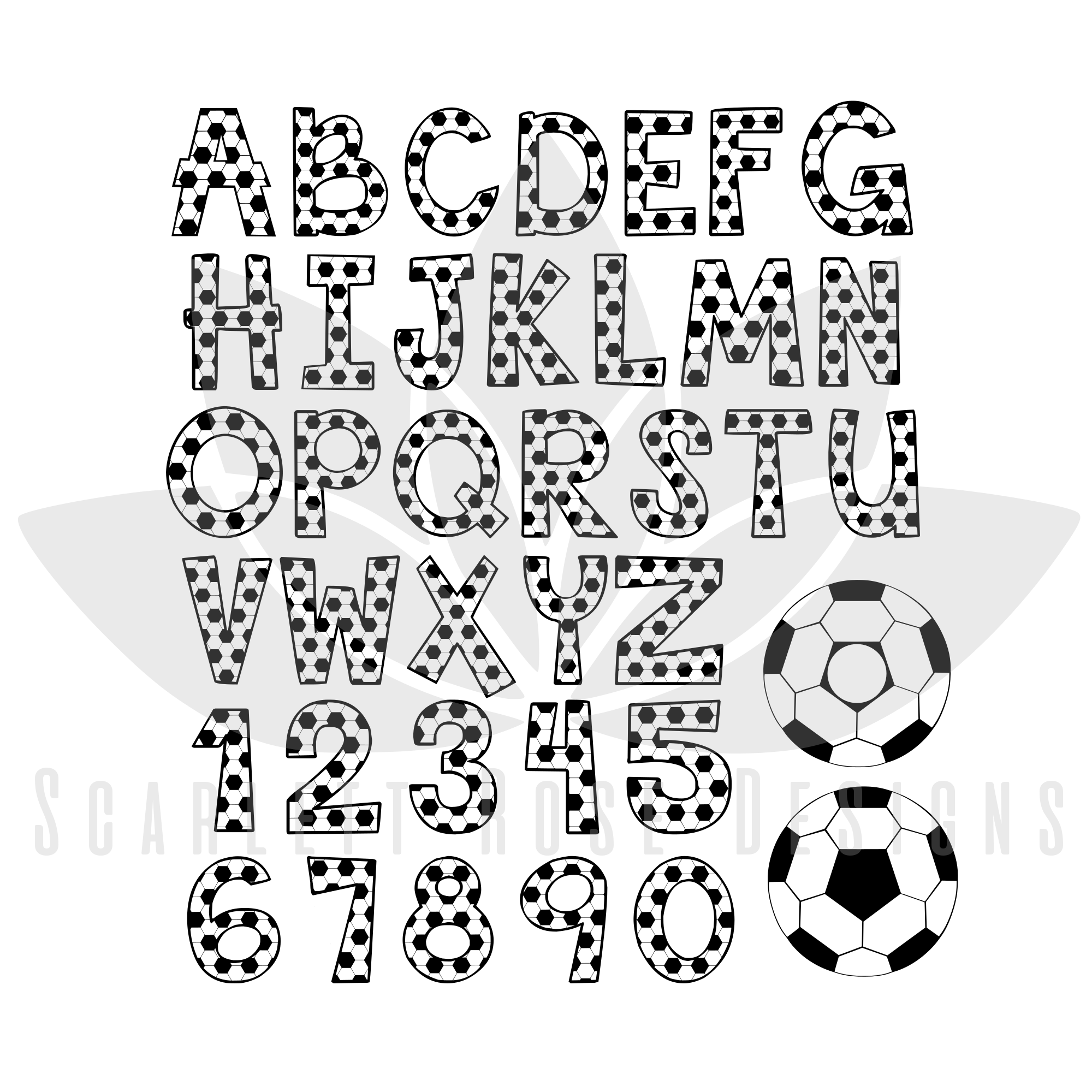 Download Soccer Pattern Font Letters Svg Cut File Numbers Soccer Monogram Svg Scarlett Rose Designs