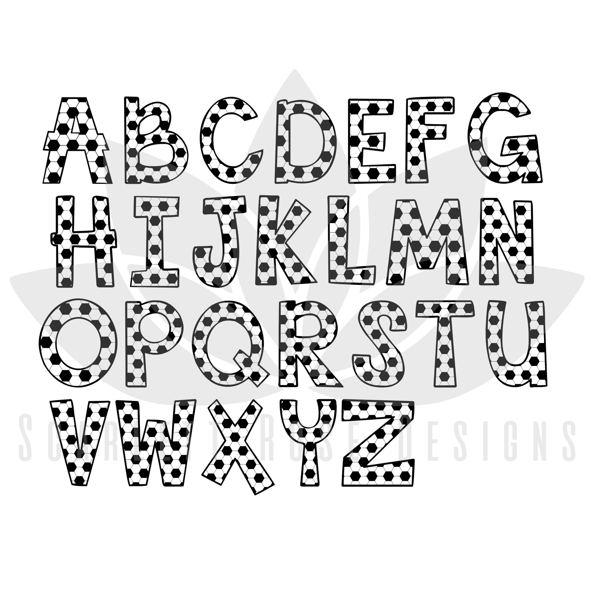 Soccer Pattern Font Letters SVG cut file Scarlett Rose Designs