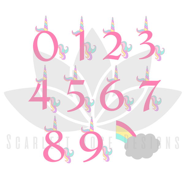 Download Unicorn Birthday Numbers SVG cut file, Unicorn Horn Numbers SVG - Scarlett Rose Designs