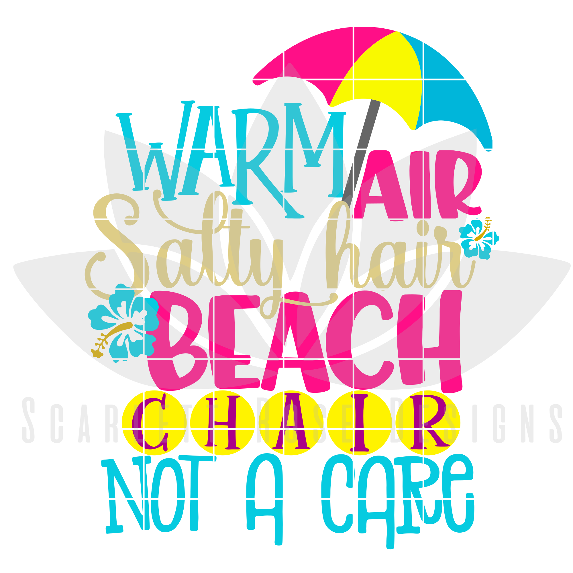 Summer Svg Warm Air Salty Hair Beach Chair Not A Care Svg Scarlett Rose Designs