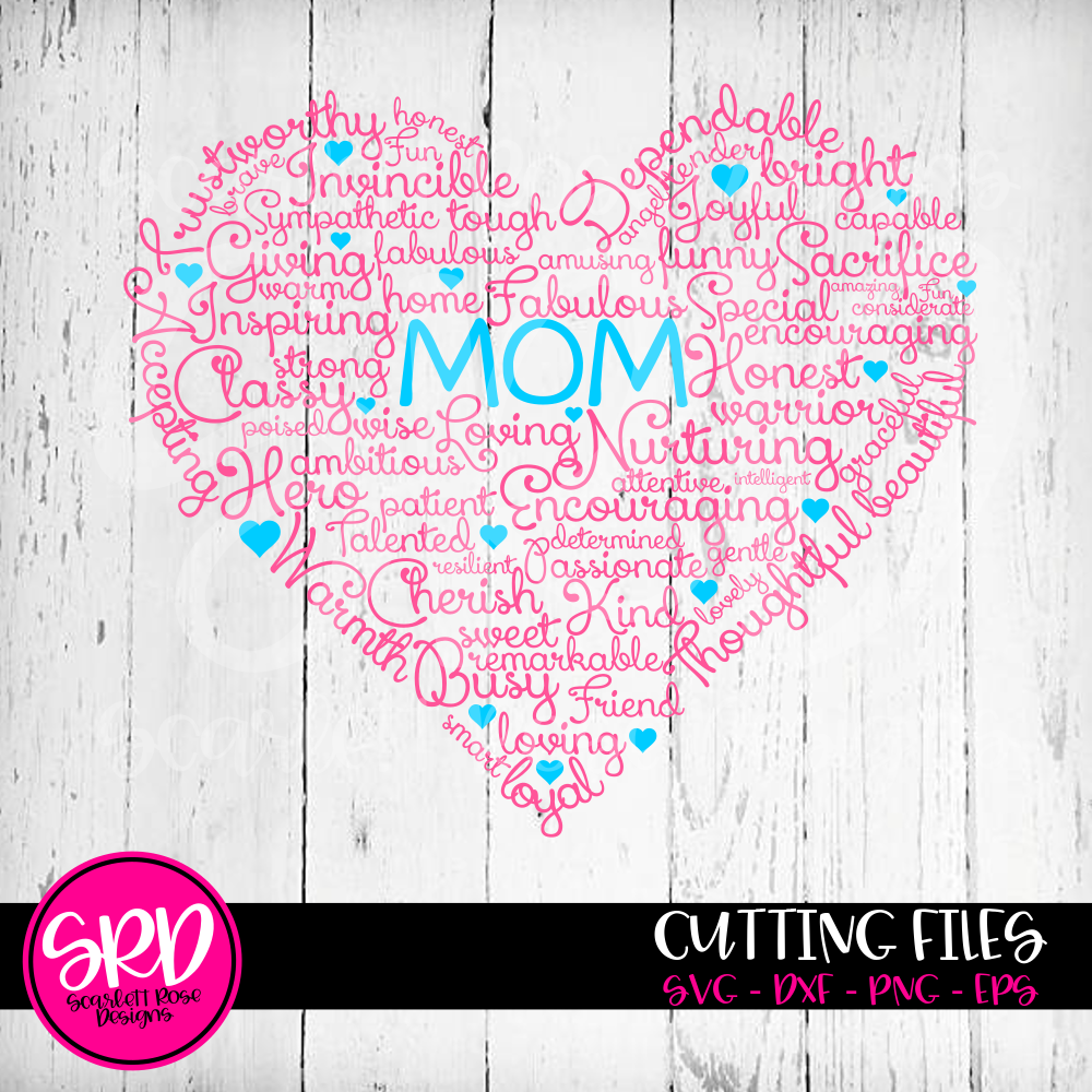 Download Mother's Day SVG cut file, Best Mom Heart Word Cloud ...
