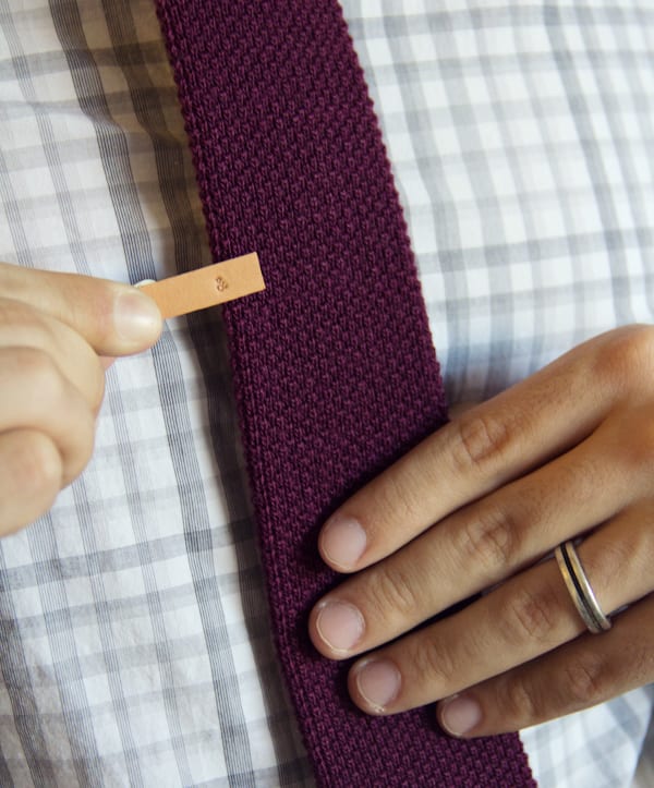 DIY stamped leather tie clip