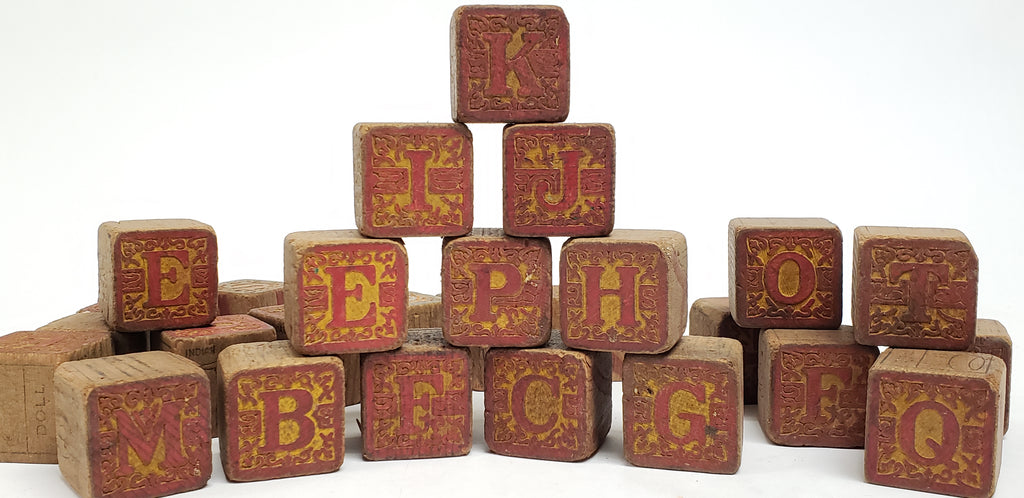 antique wooden alphabet blocks