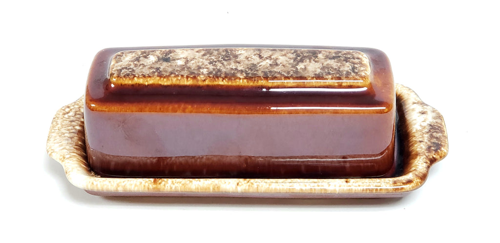 Hull "Brown Drip" Mirror Brown Butter Dish with Lid USA