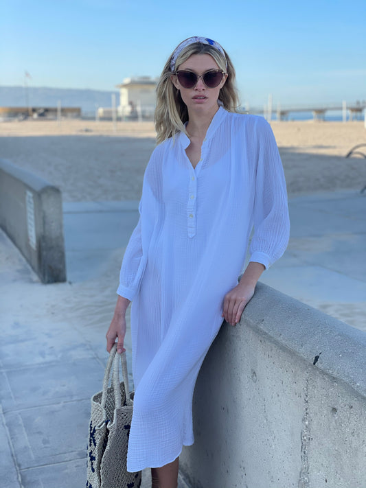 Coralie Dress in Crème Linen Gauze (Pre-Order, Ships April 28)