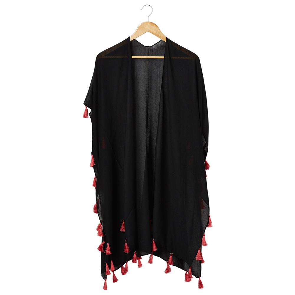 black tassel beach cover up