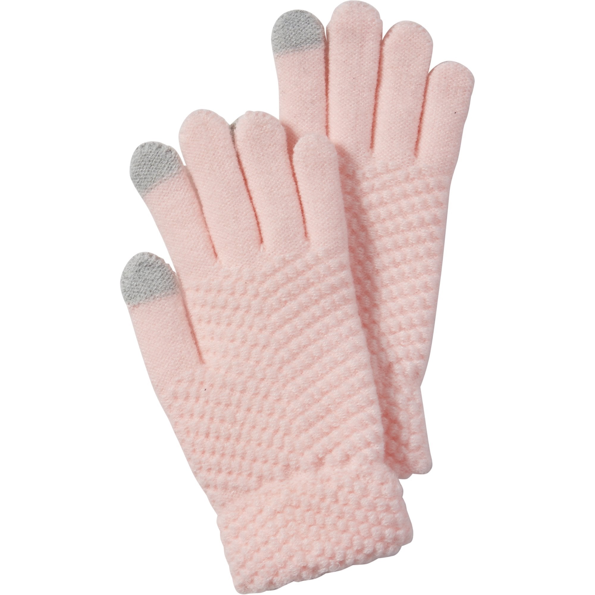 pink knit gloves