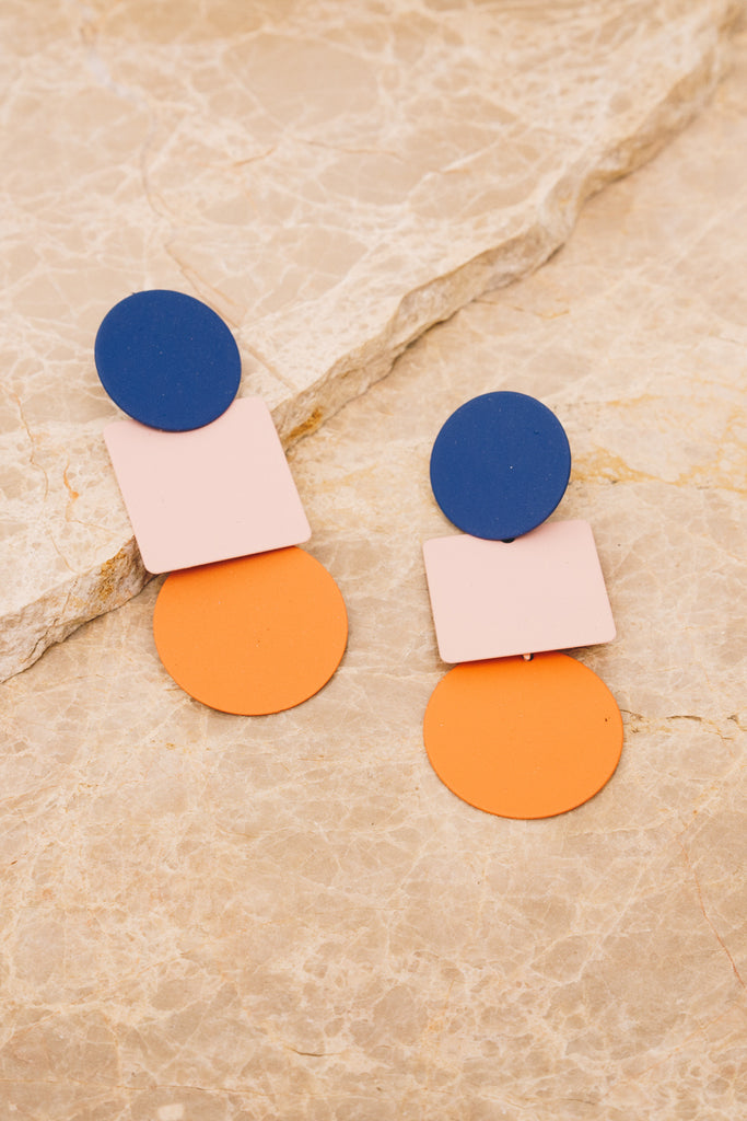 takara color block painted metal earrings
