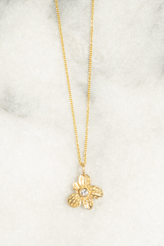 white sapphire flower necklace