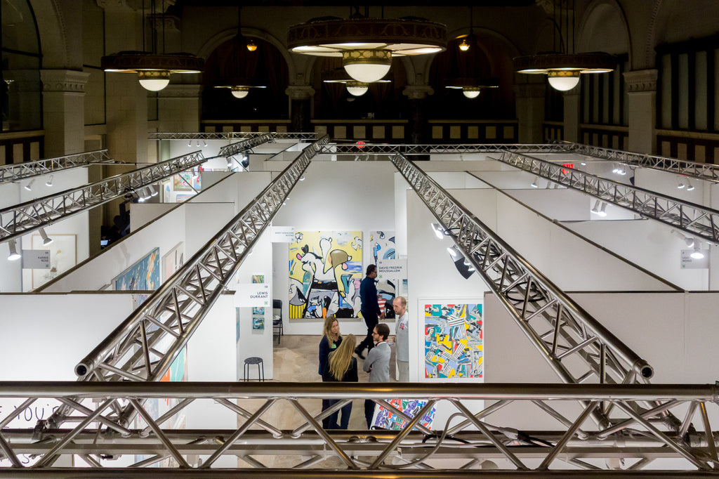 aerial view of the art booths at the other art show at the majestic downtown la