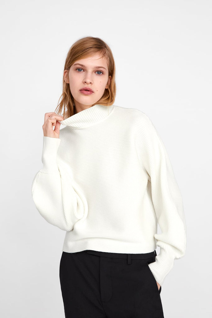 zara puff sleeve sweater