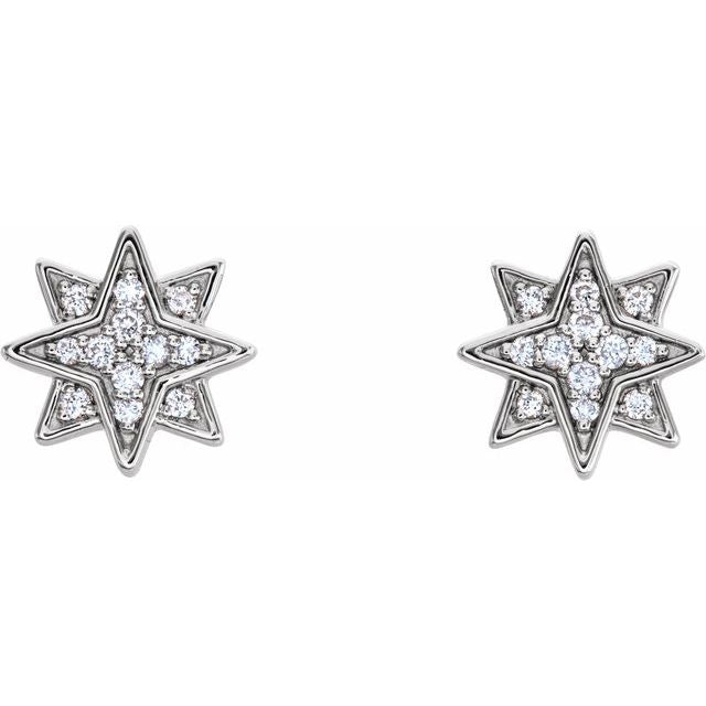 David star shape Diamonds Earrings. David star cut Diamonds. 18k