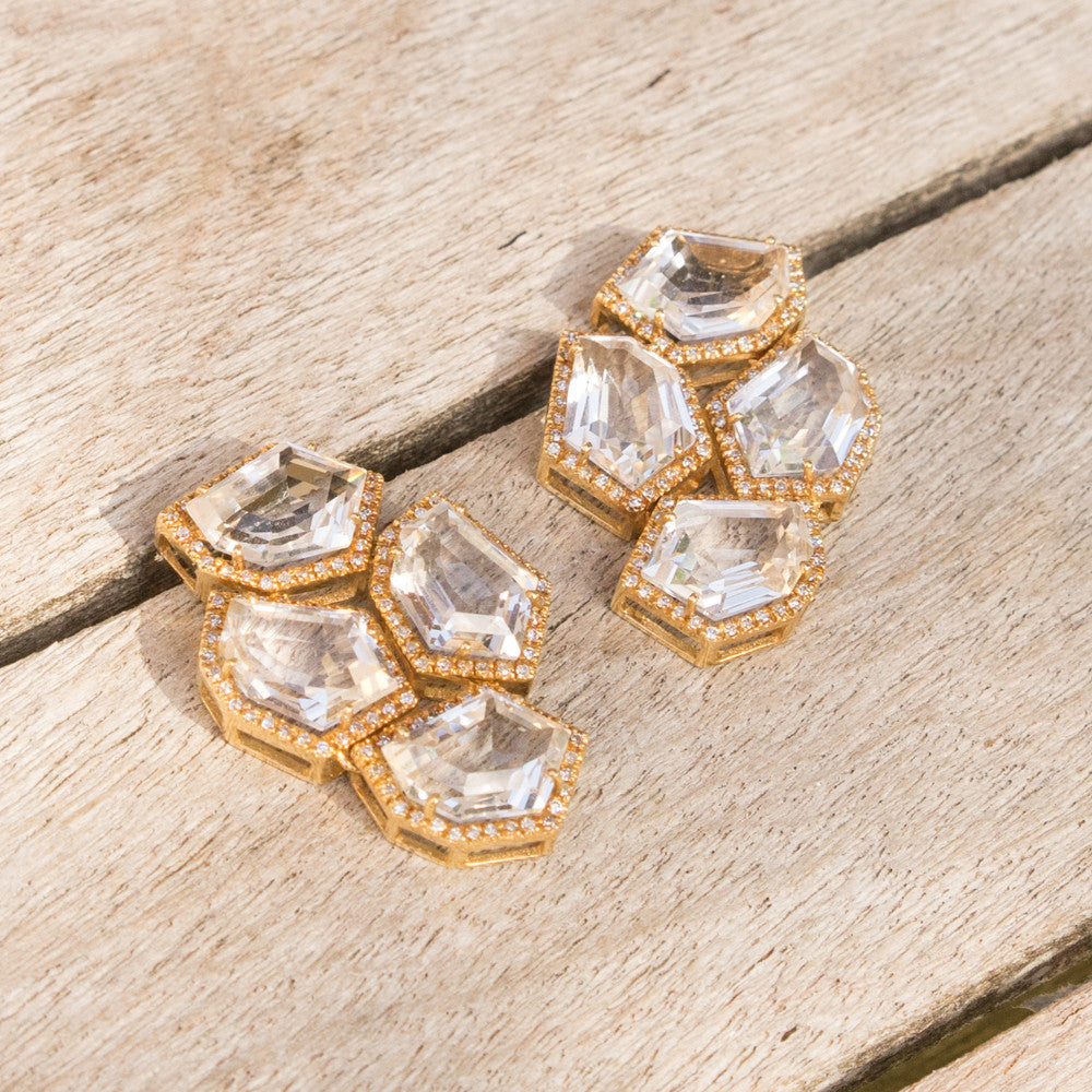 Chandelier Cubist White Topaz Earrings | 14K Gold – Janna Conner