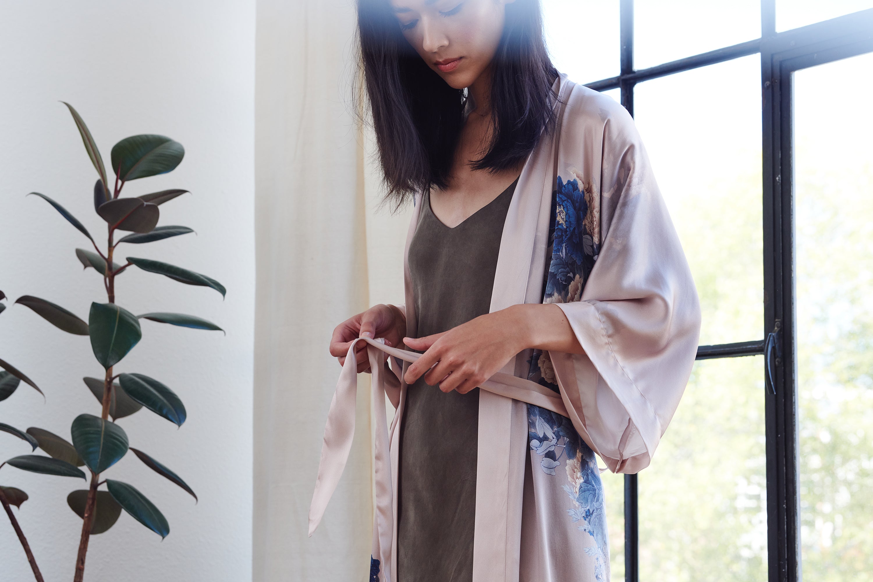 Winter Floral Kimono Gown - Terracotta - SS24