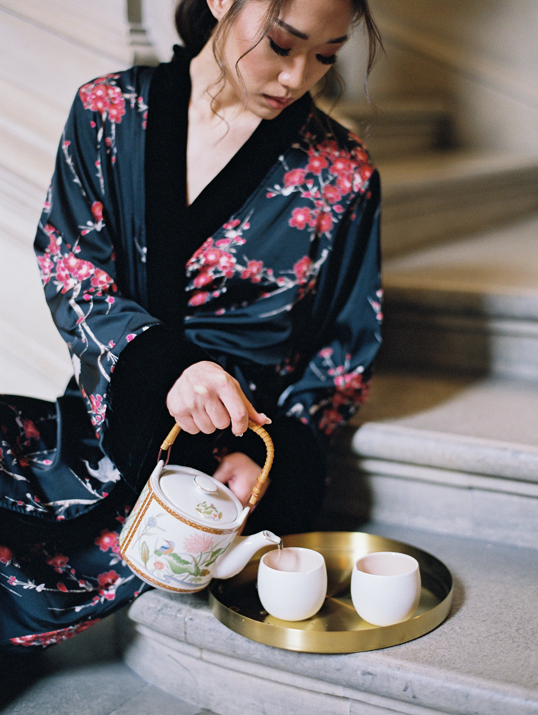 Cherry Blossom & Crane Kimono Robe