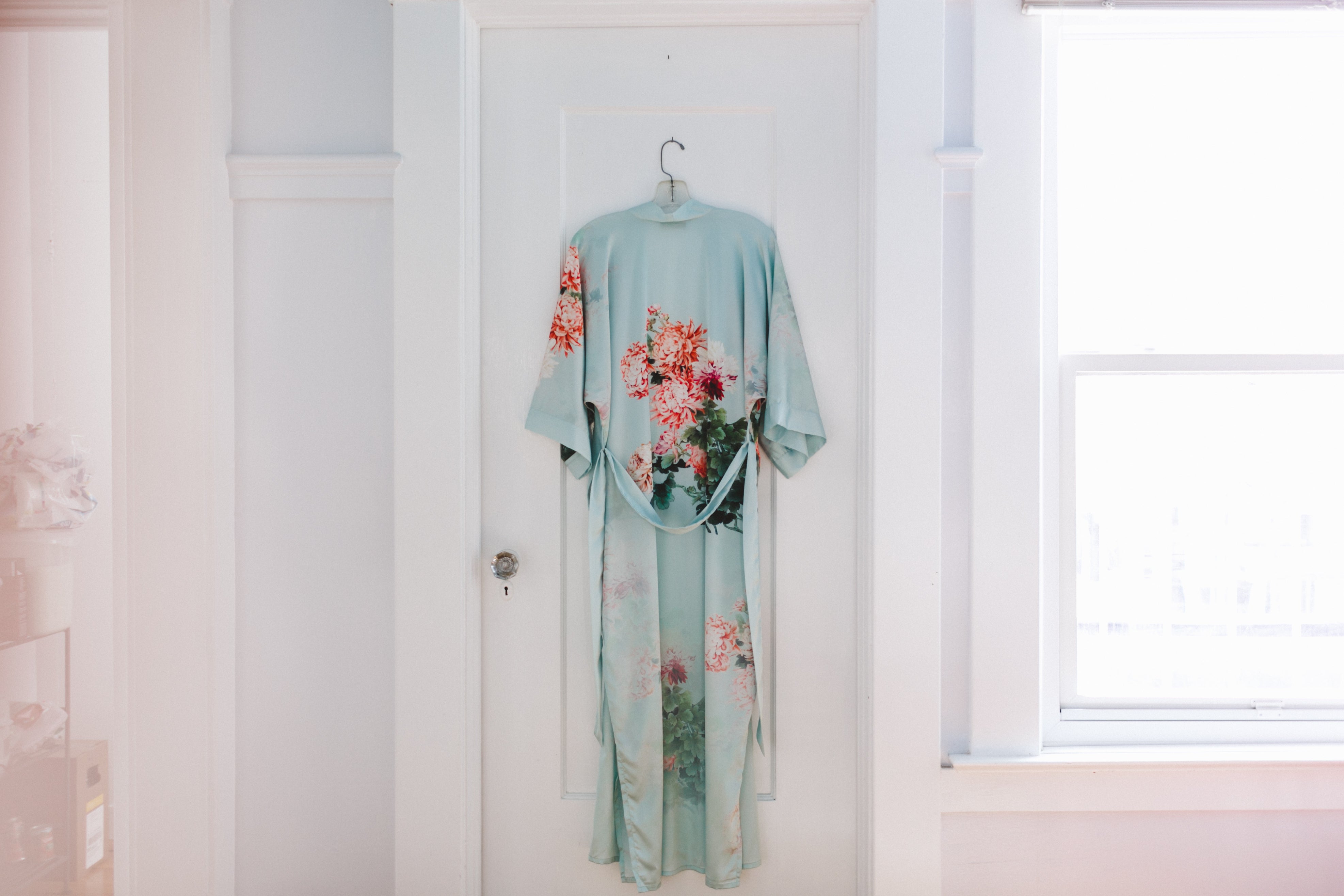 Coral Chrysanthemum Kimono Robe