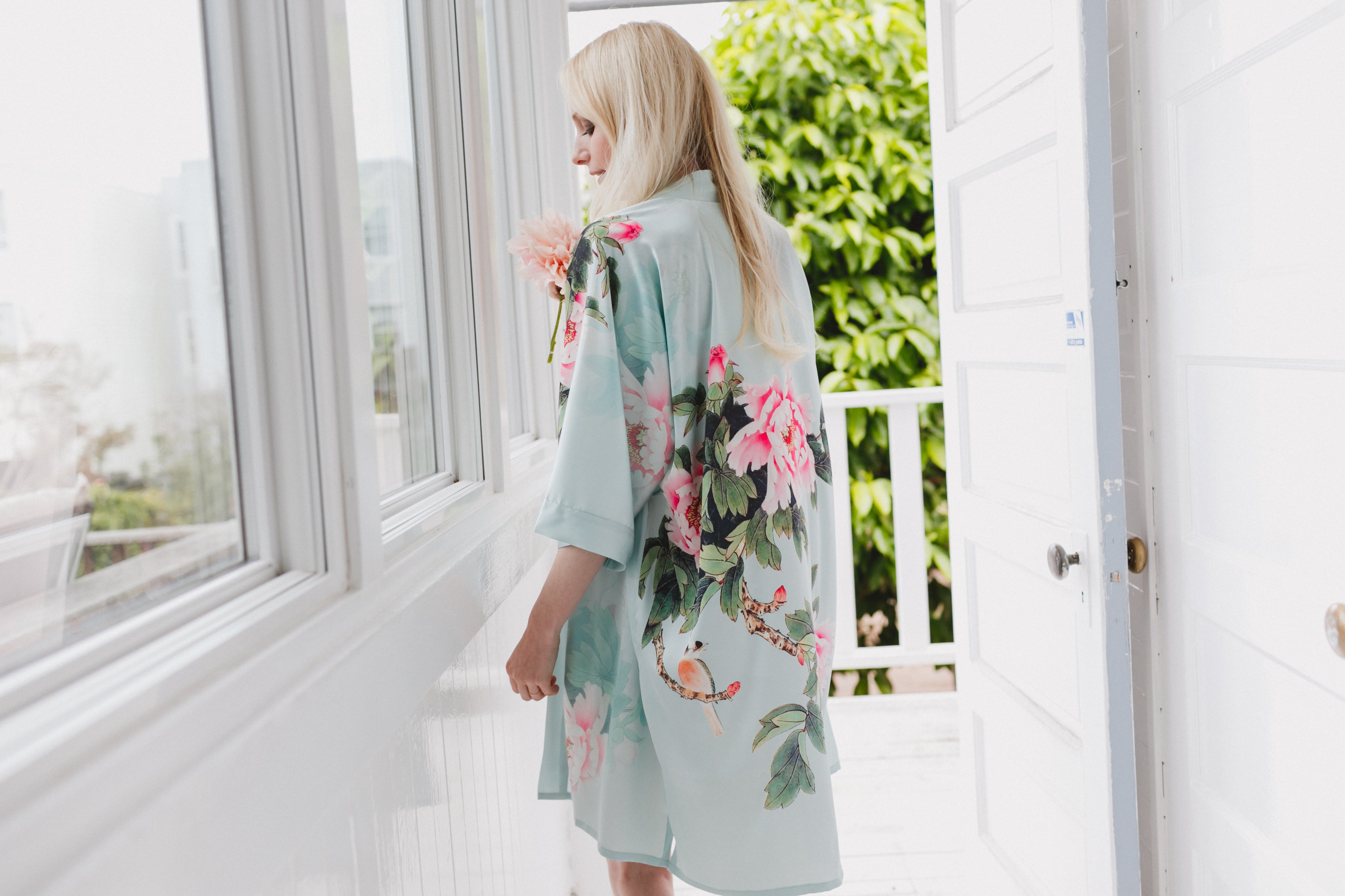 Peony & Bird Kimono Robe