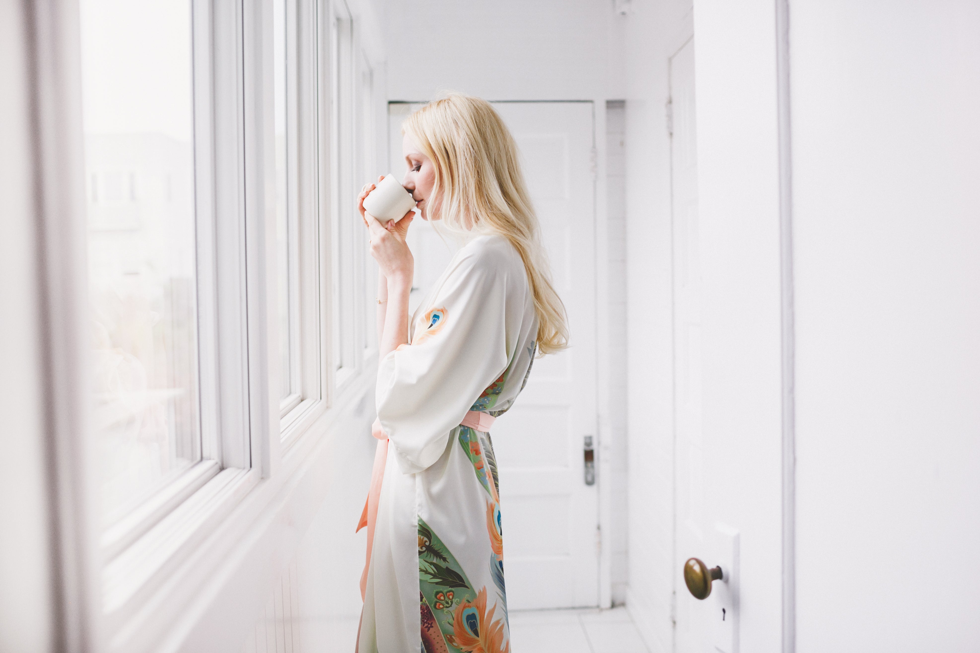 Peacock Feather Kimono Robe