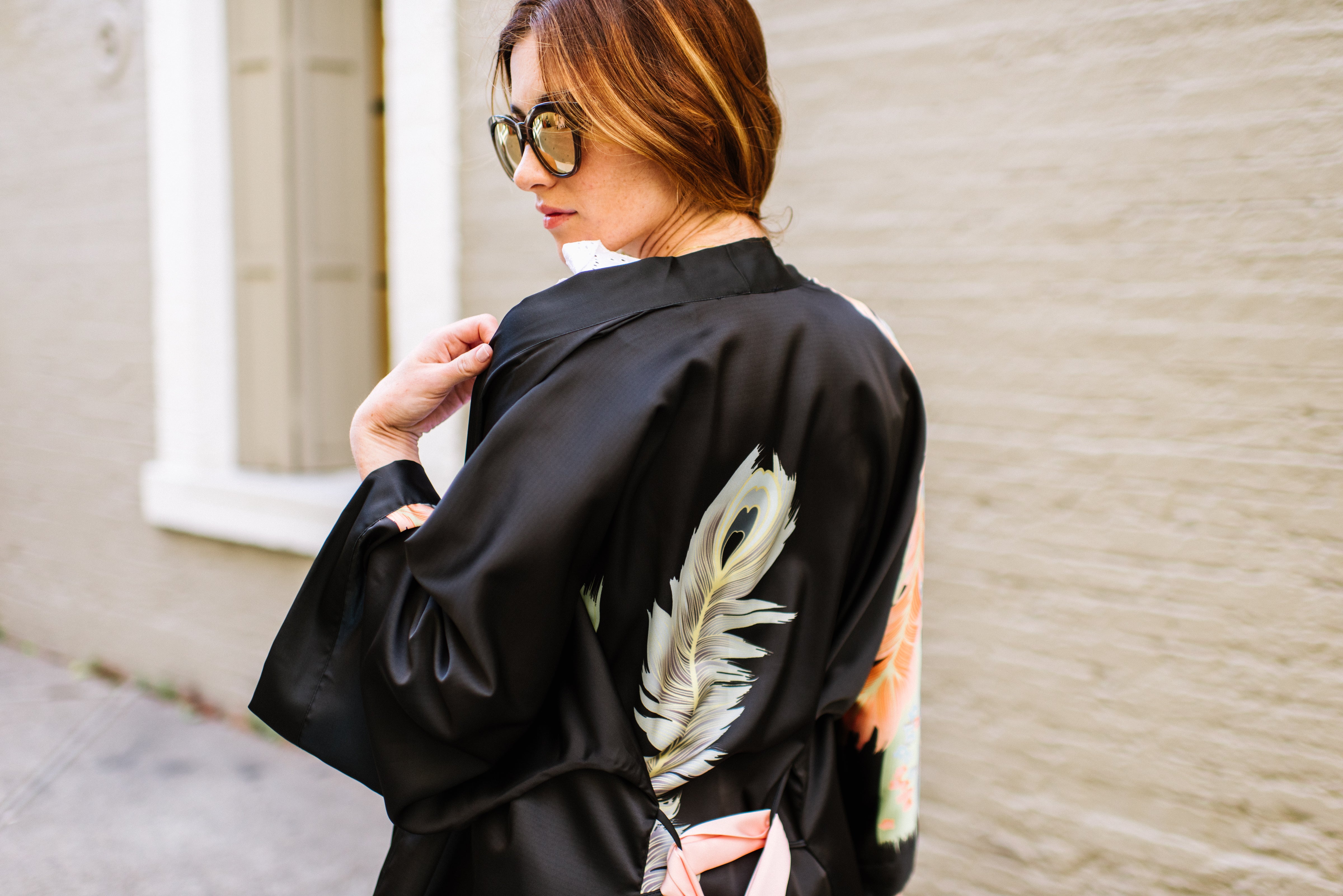 Peacock & Feather Kimono Robe