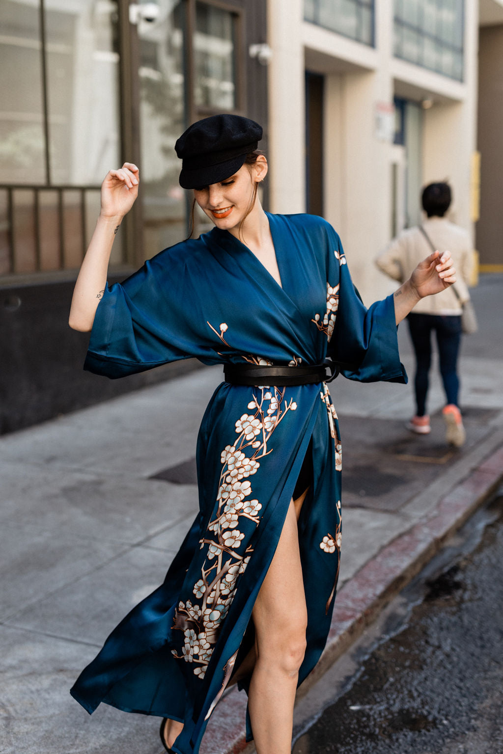 Handpainted Silk Cherry Blossom Kimono Robe