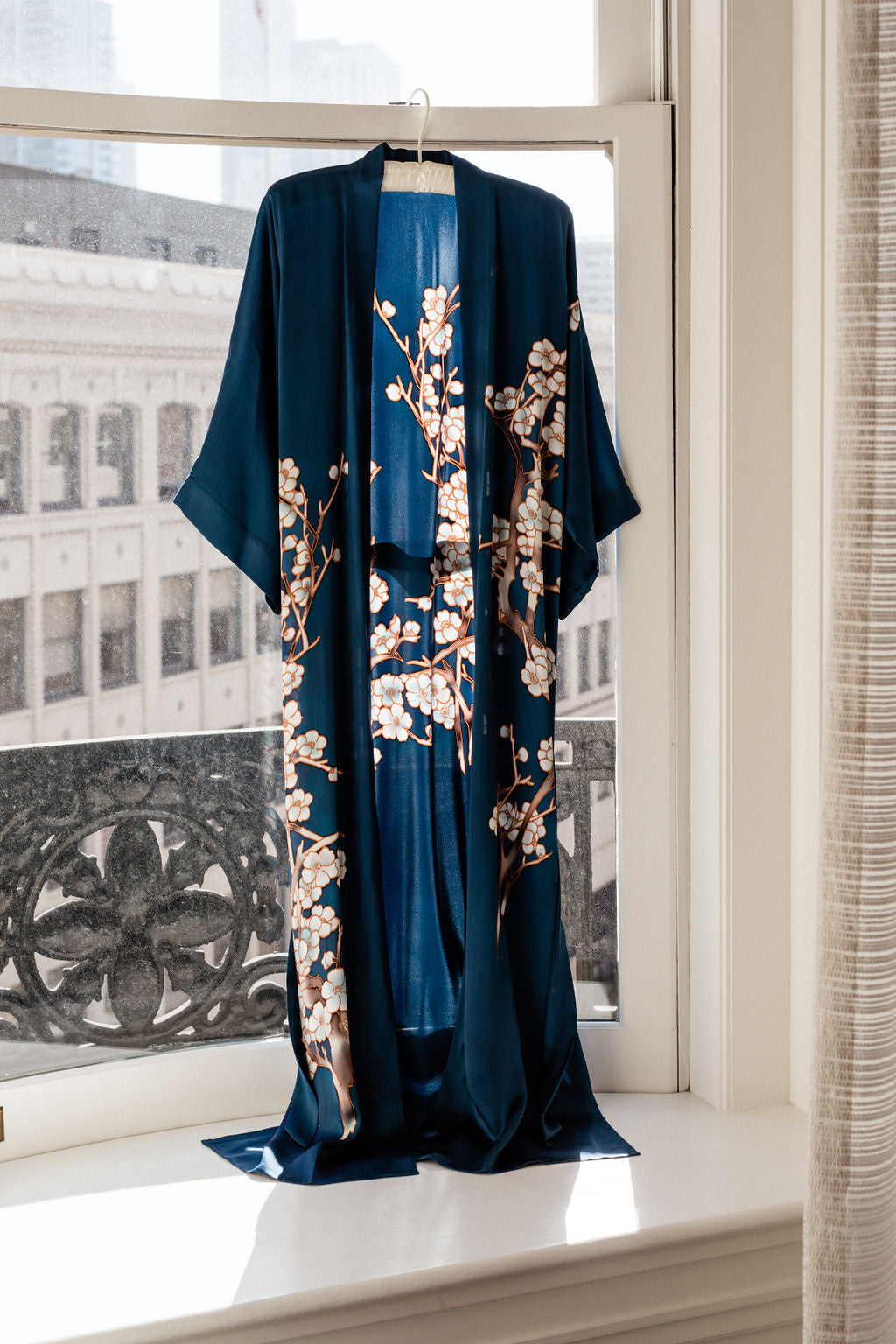 Handpainted Silk Cherry Blossom Kimono Robe