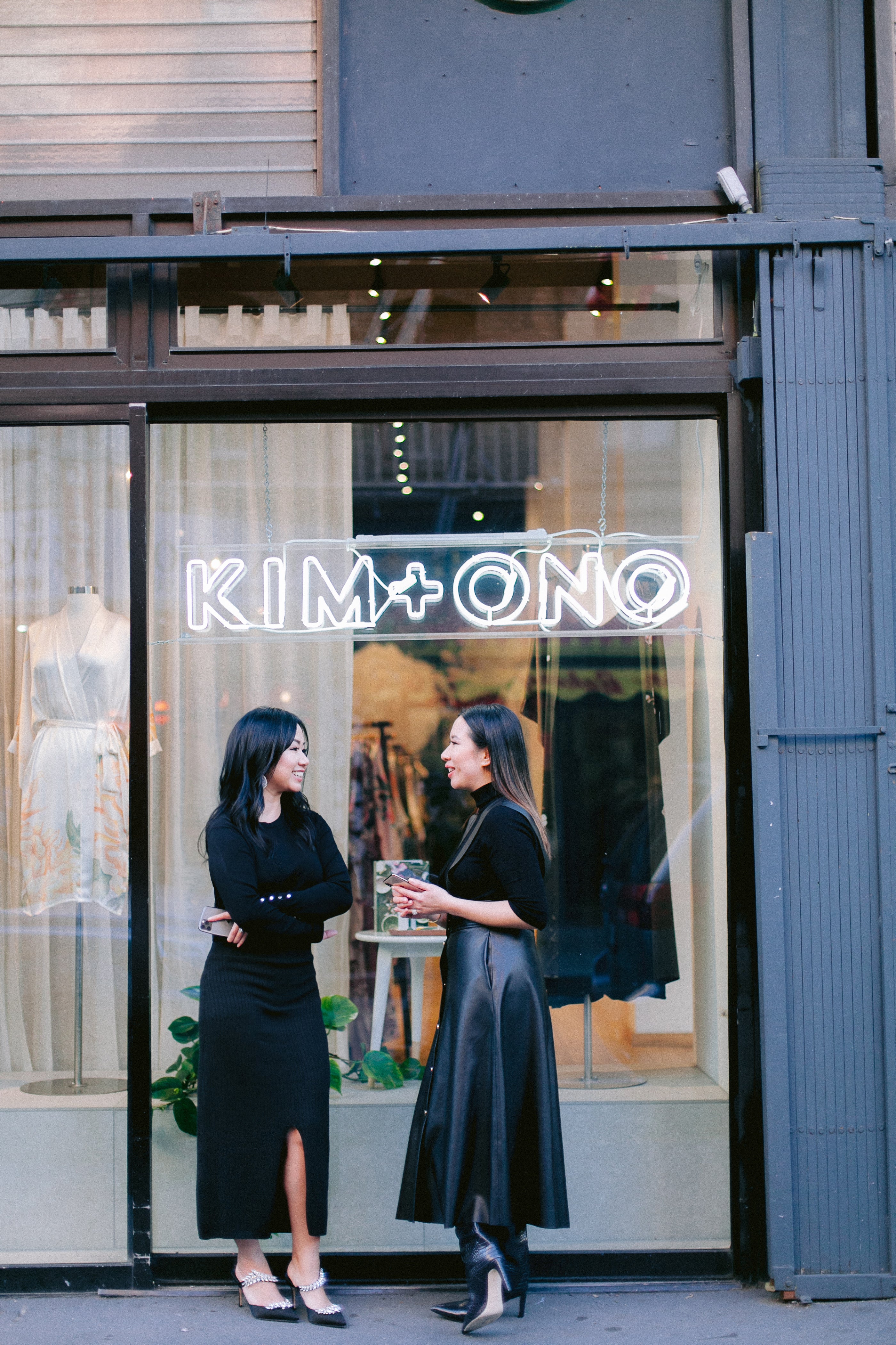 The Tam Sisters in front of KIM+ONO Kimono Store