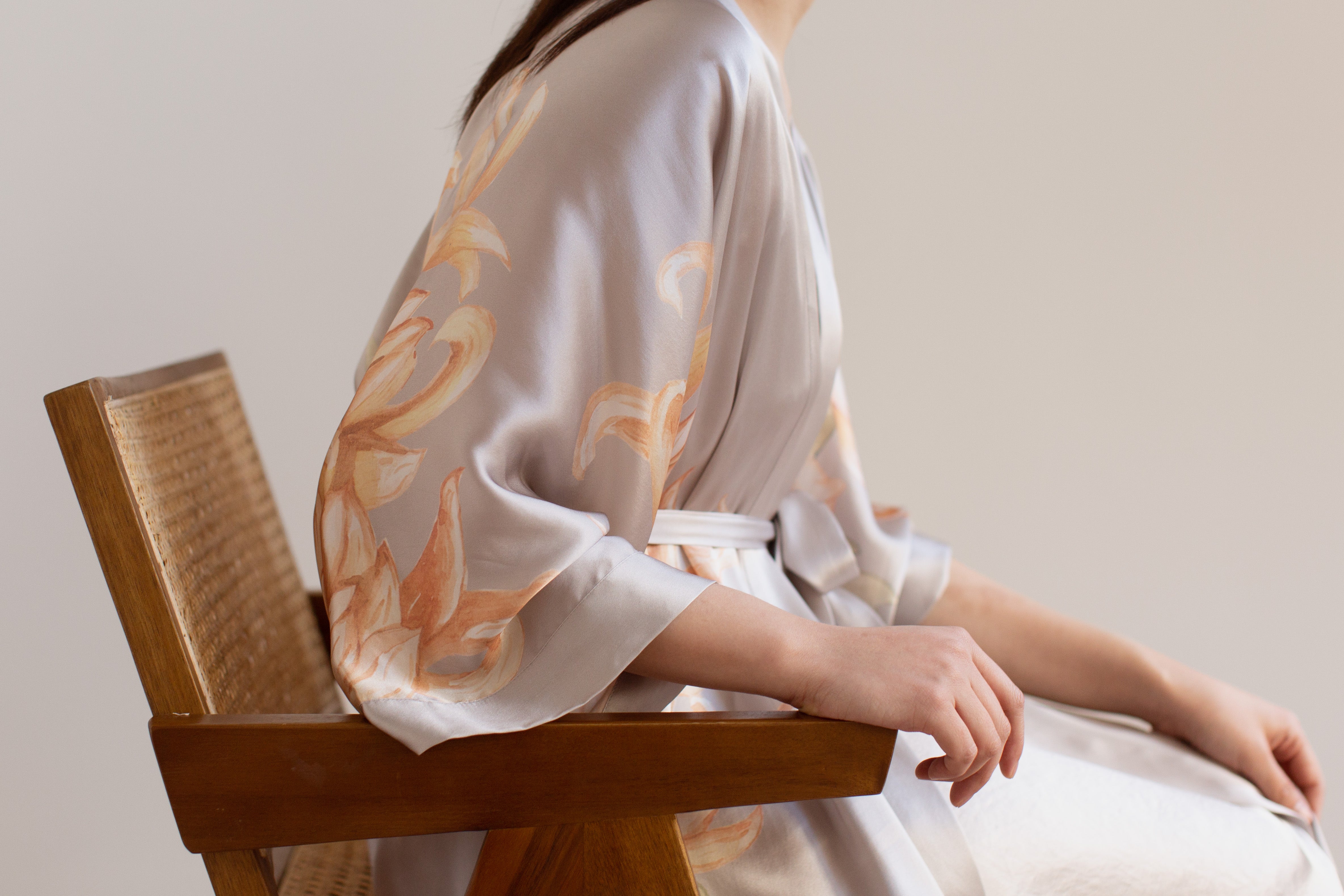 Washable Silk Kiku Kimono Robe