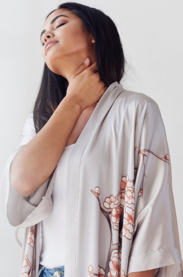 Handpainted Cherry Blossom Kimono Robe