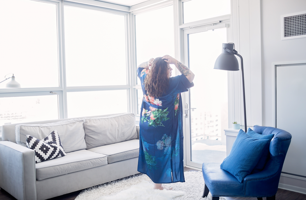 Coral Chrysanthemum Kimono Robe