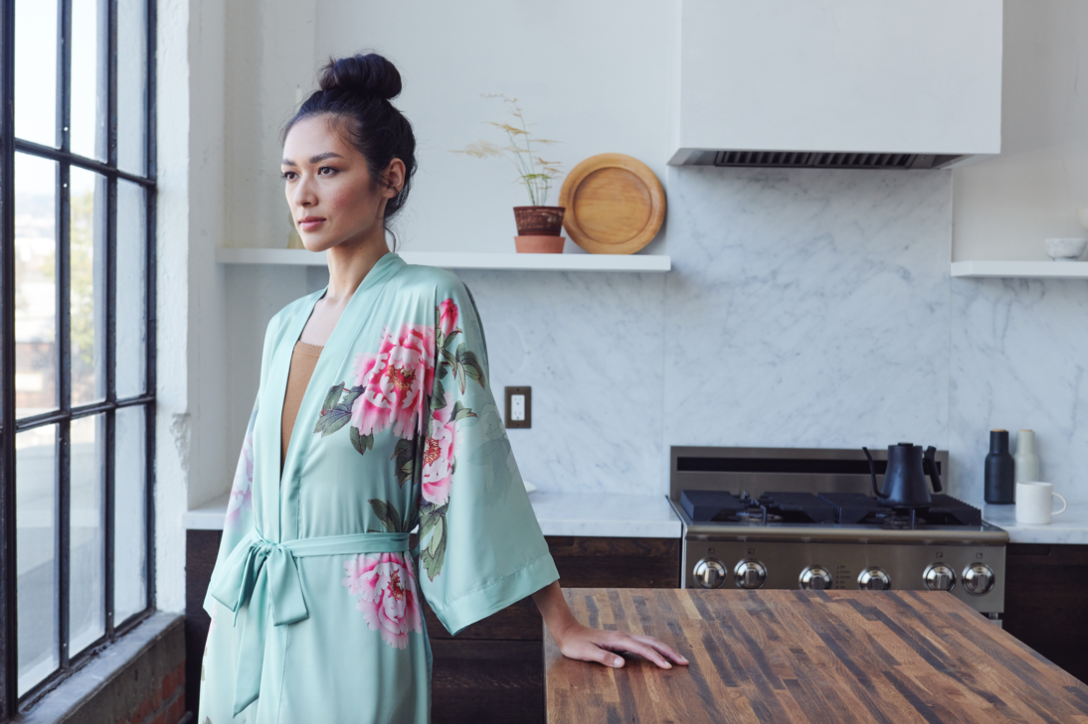 Peony & Bird Kimono Robe