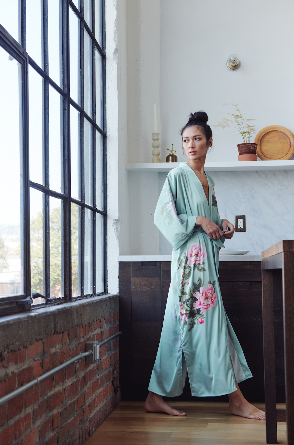 Peony & Bird Kimono Robe