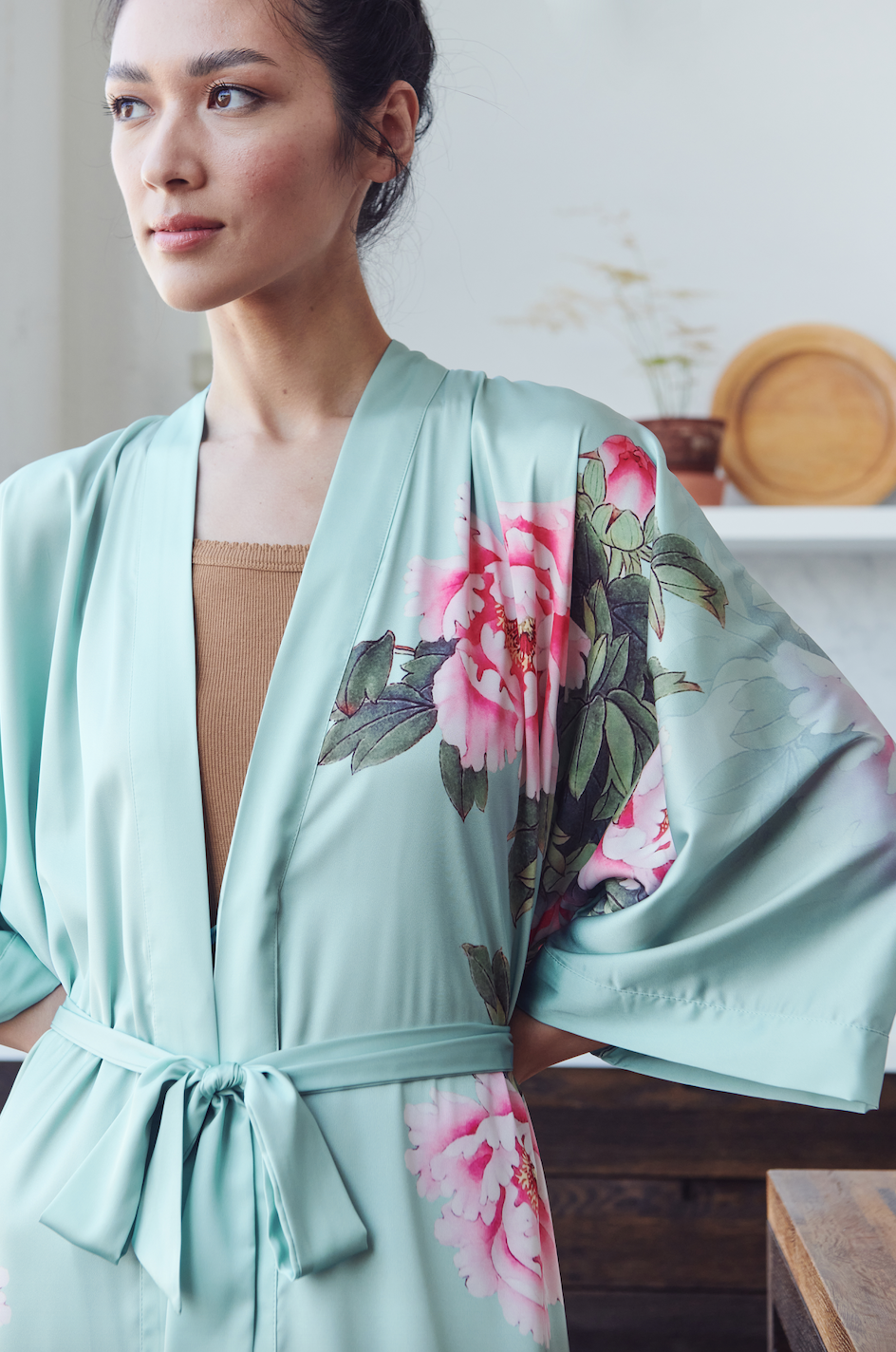 Peony & Bird Kimono Robe
