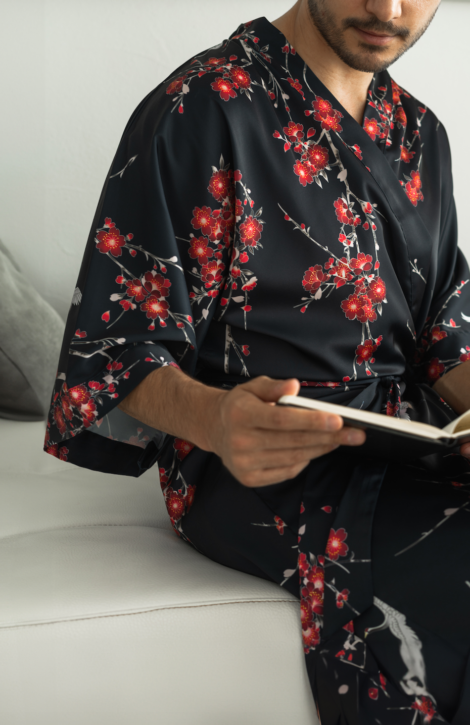 Cherry Blossom & Crane Kimono Robe