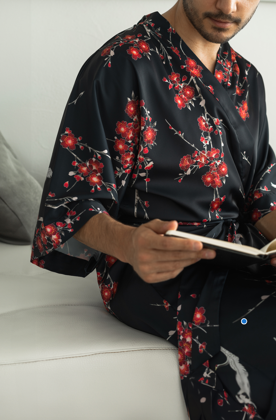 Cherry Blossom & Crane Kimono Robe