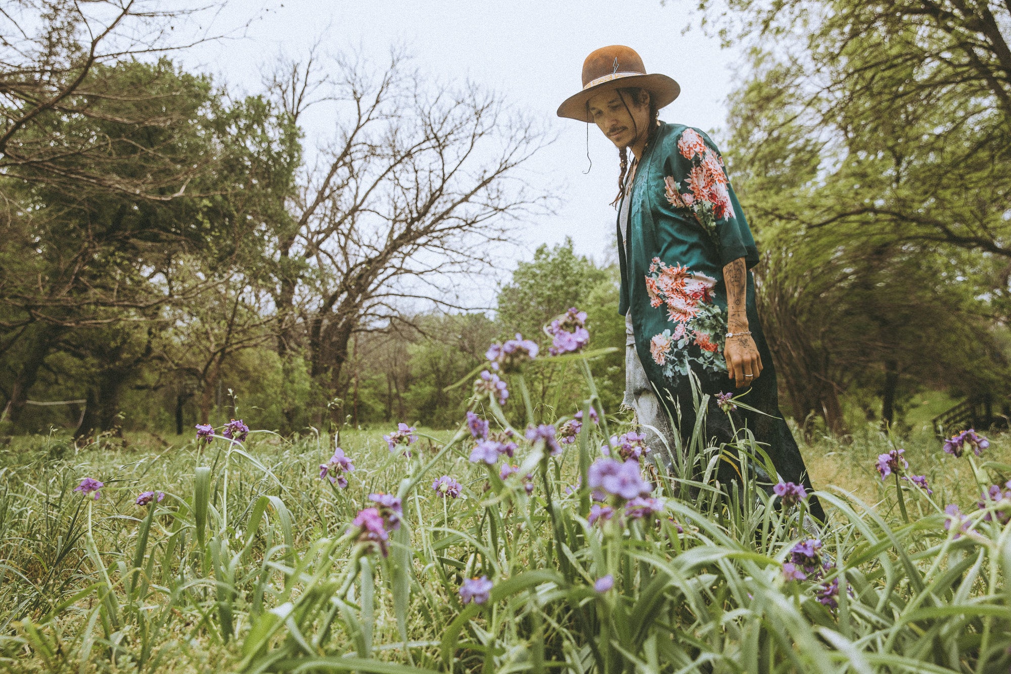 Coral Chrysanthemum Kimono Robe