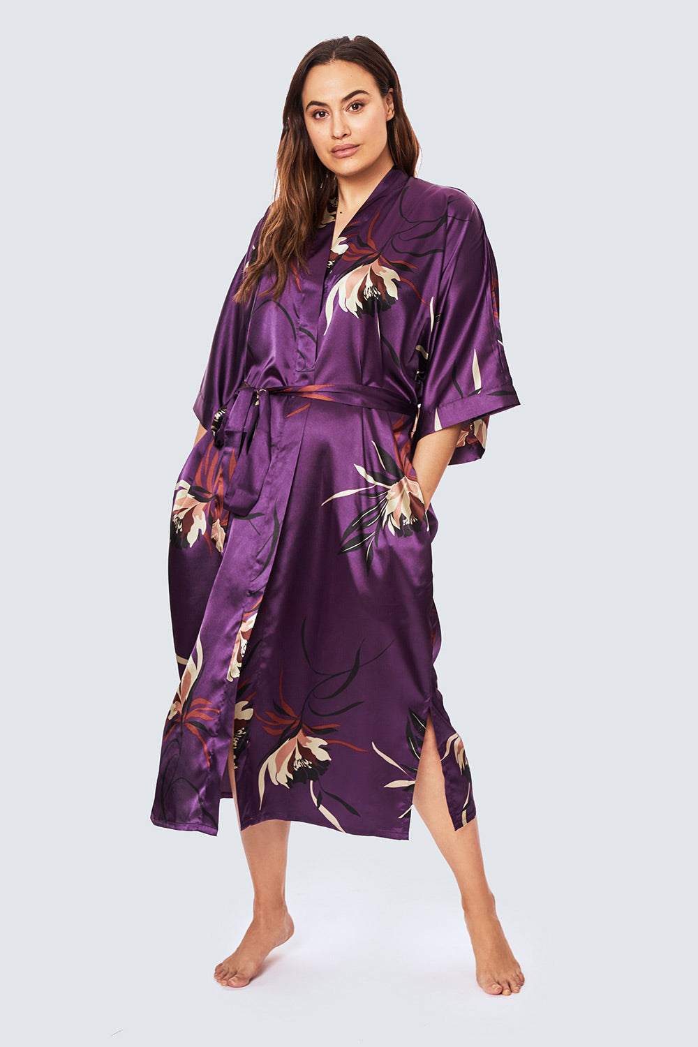 Hana Plus Size Satin Kimono Duster - Long KIM+ONO