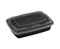 38oz Rectangular Black Container with Lid - 50 sets – Zakarin Paper Goods &  Garden Center