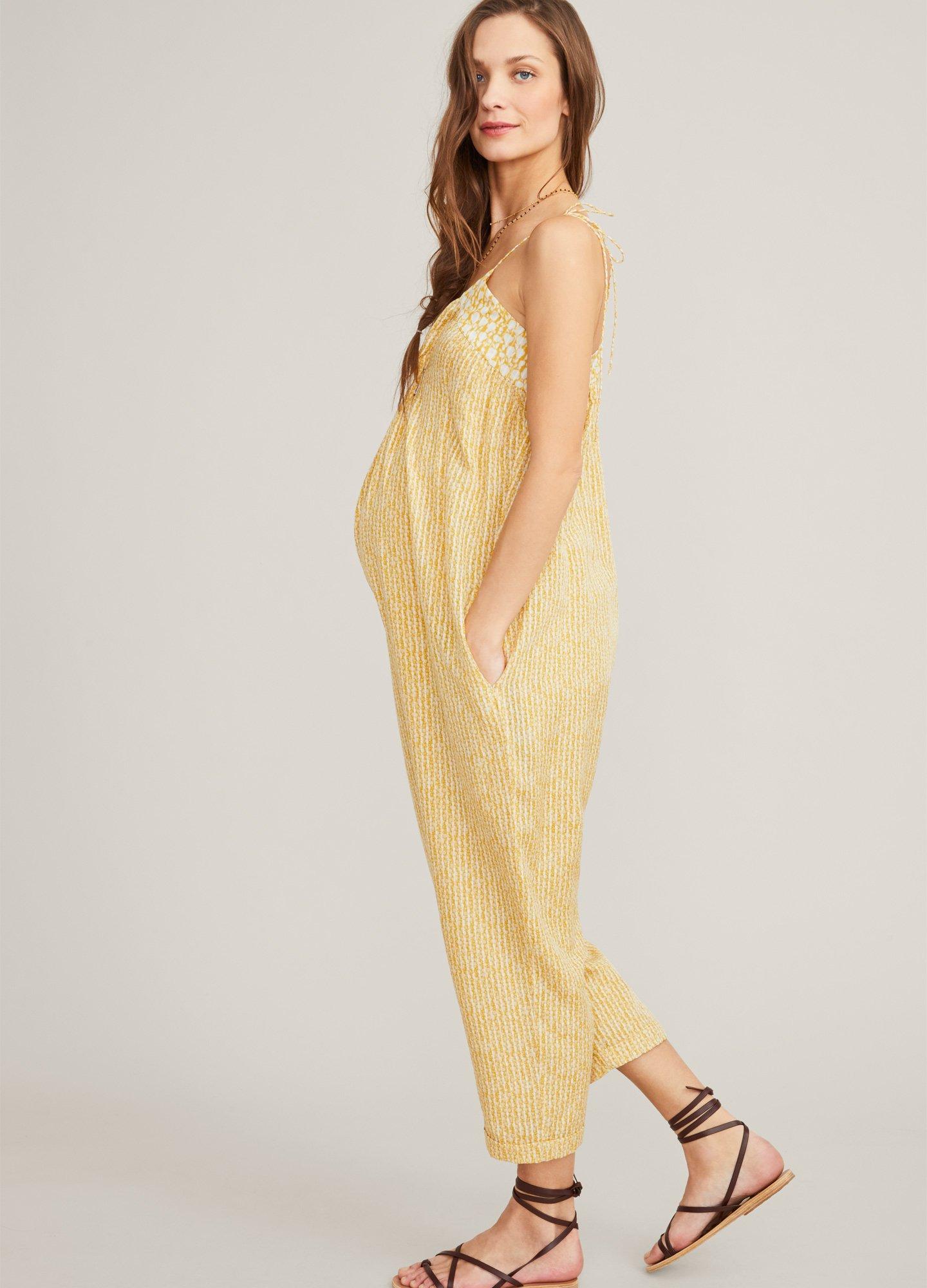 yellow maternity jumpsuit