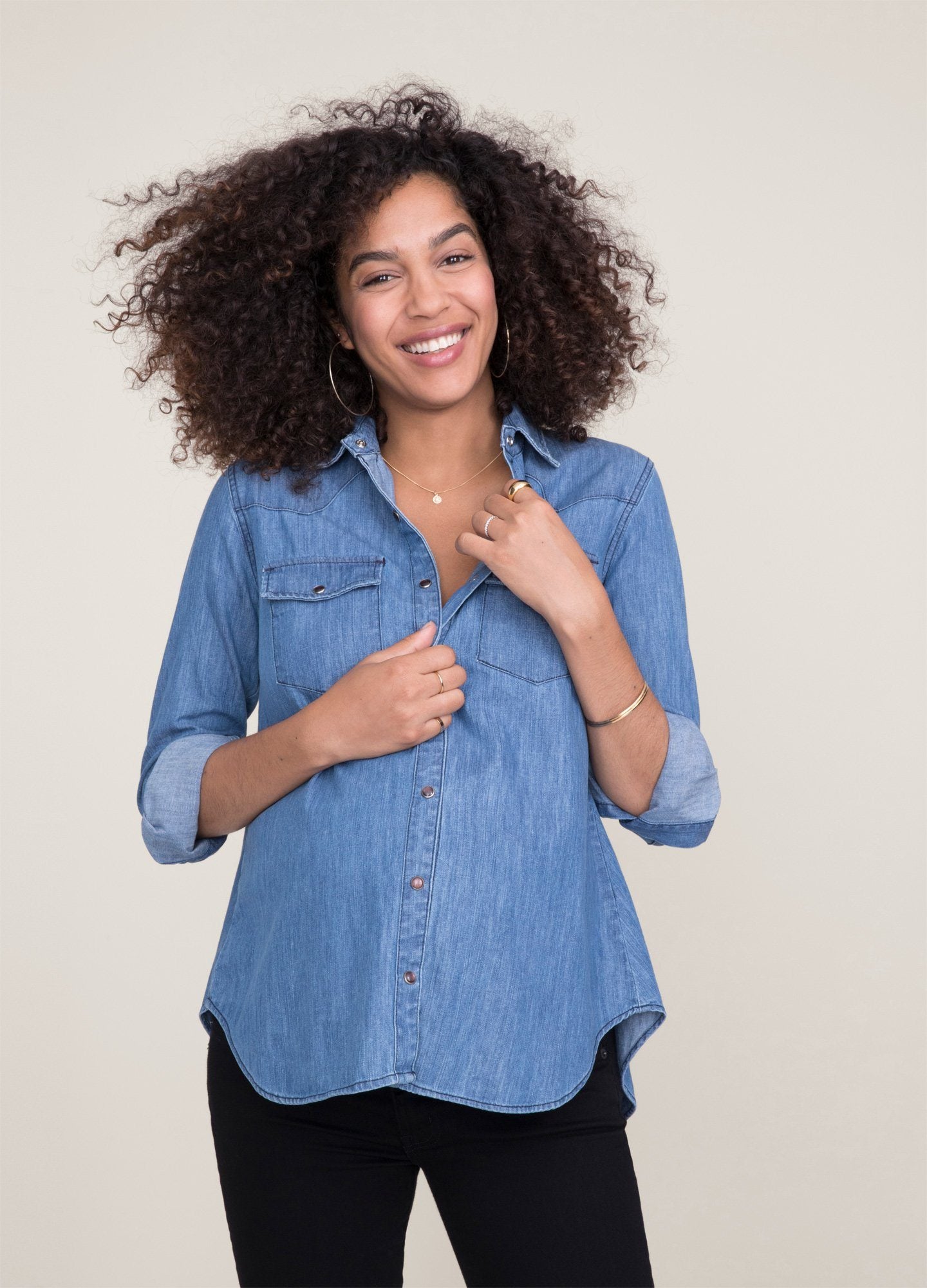 skinny denim shirt