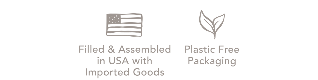 Filled & Assembled in USA with Imported Goods | Plastic Free Packaging