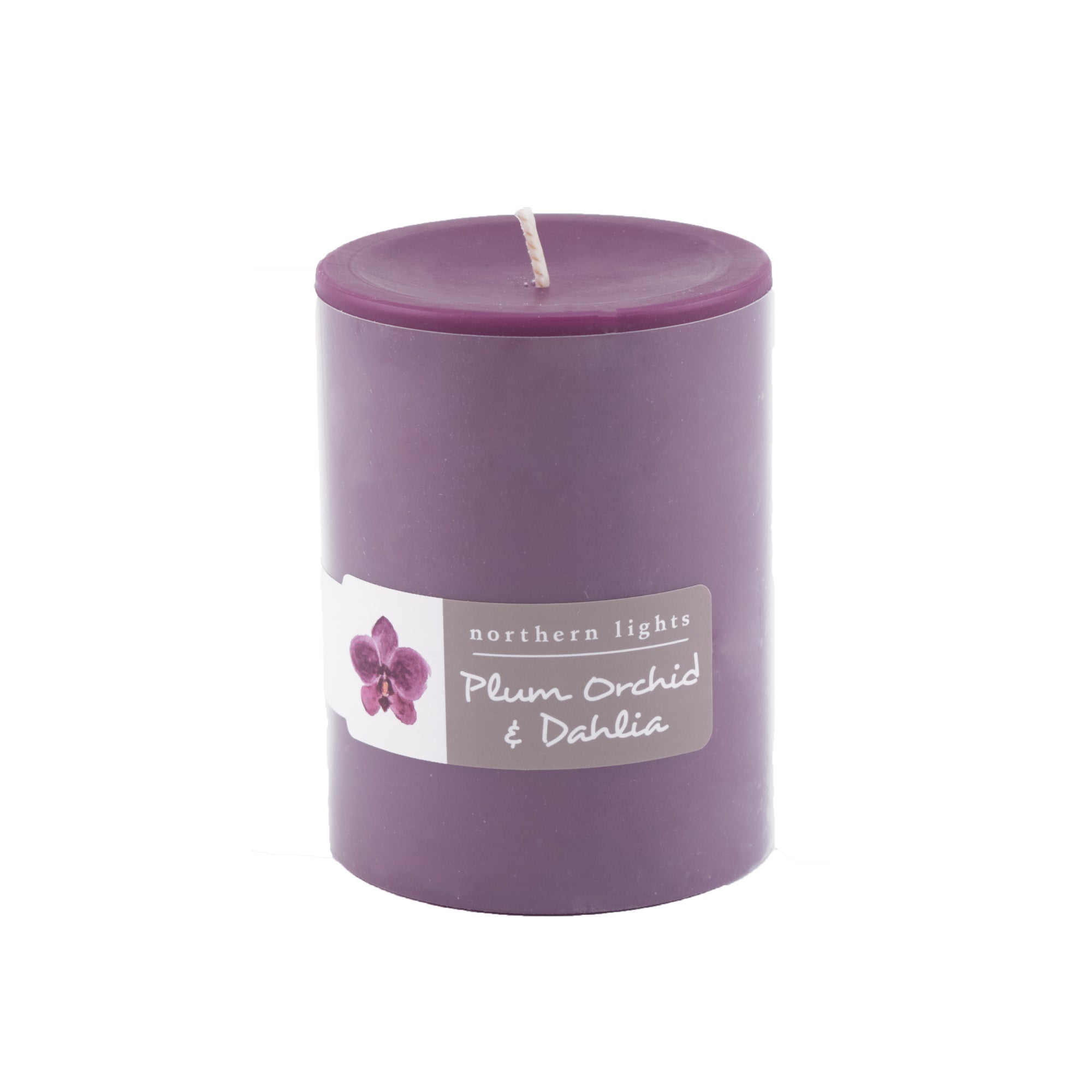 3x4 Pillar - Plum Orchid & Dahlia – Northern Lights Candles