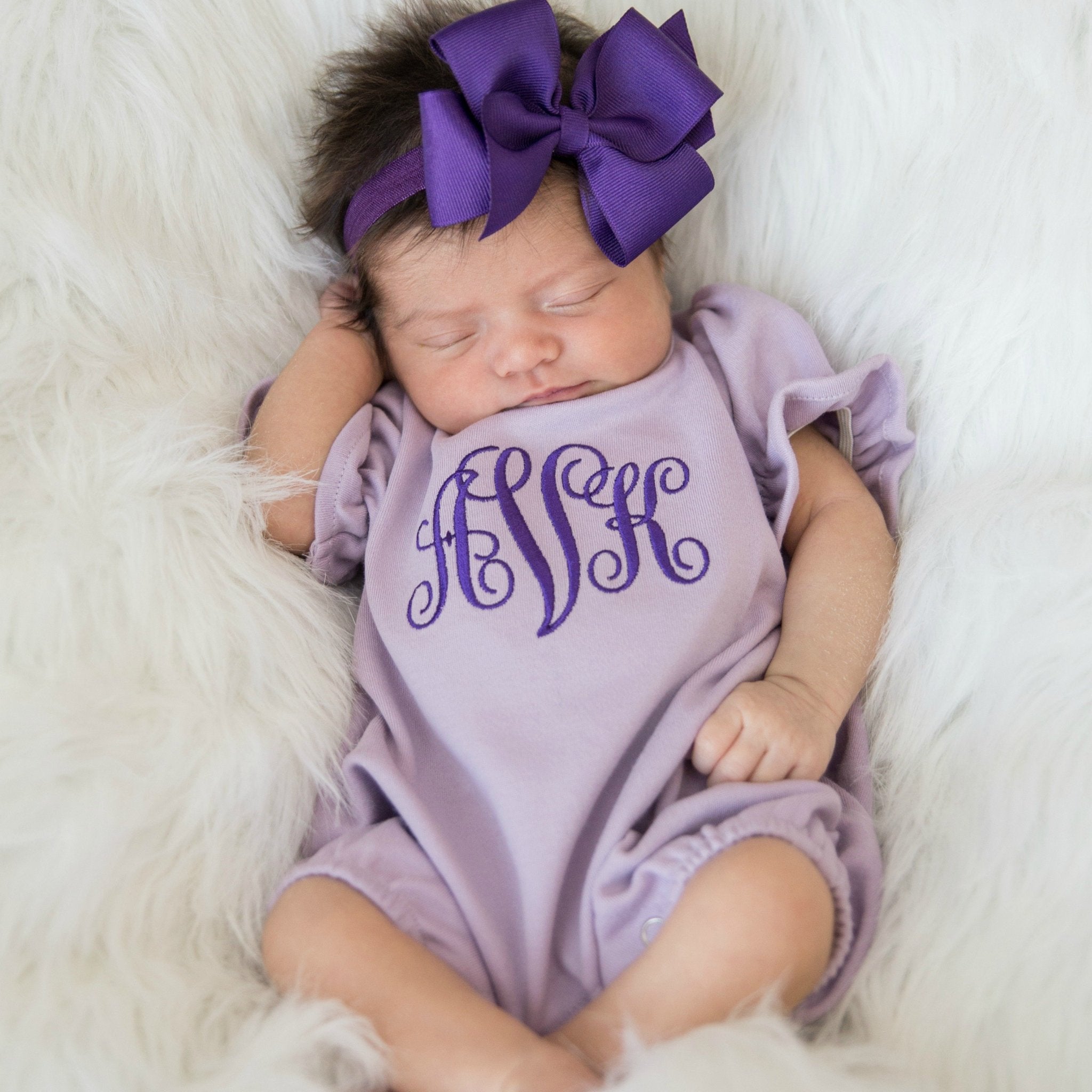 purple baby romper