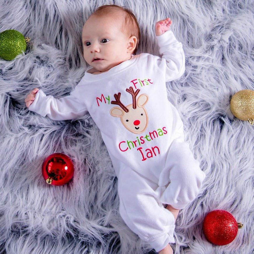 my first christmas baby pajamas