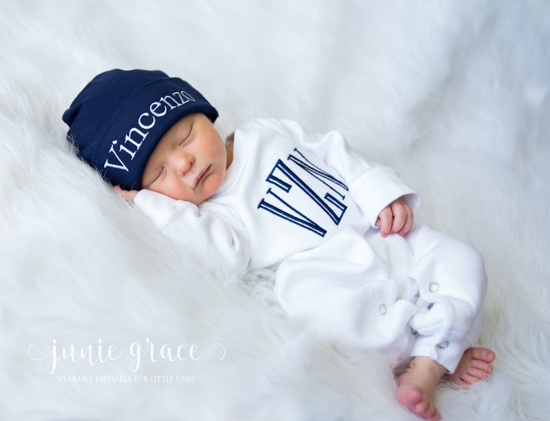 monogrammed newborn baby boy clothes