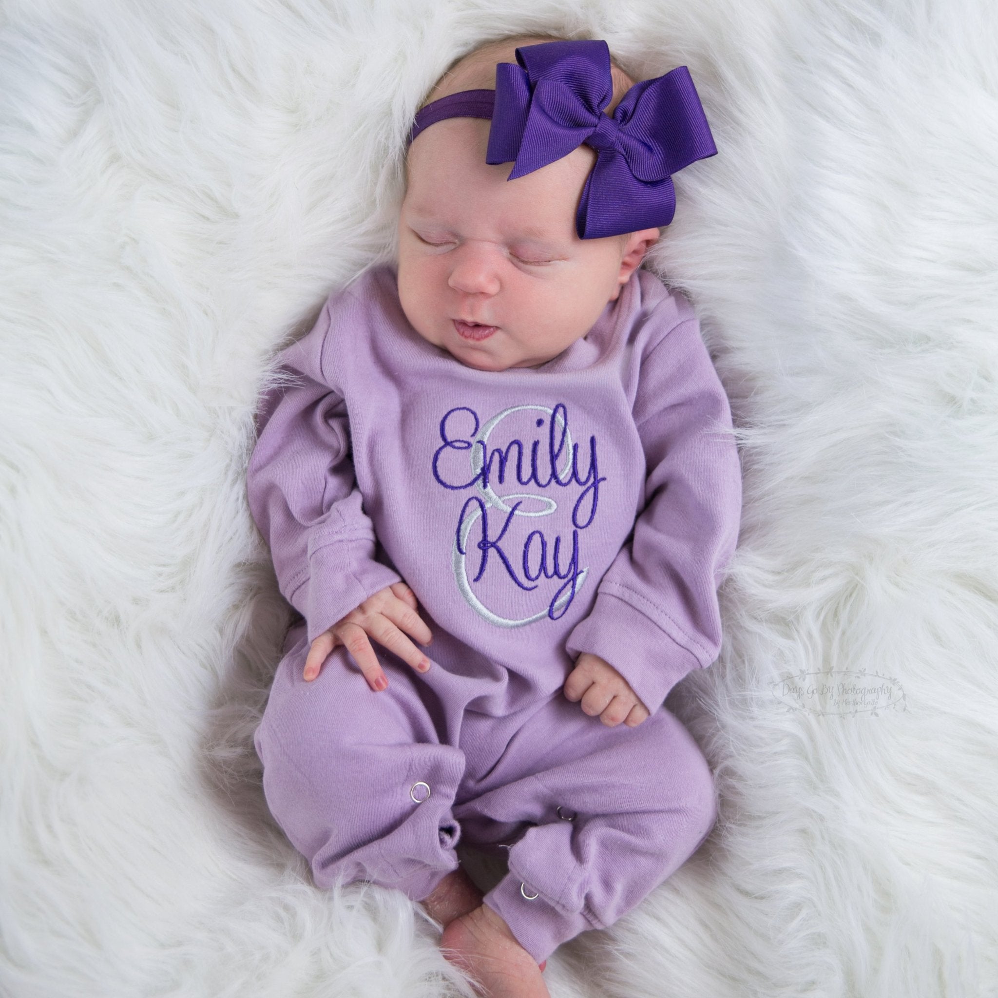 purple baby romper