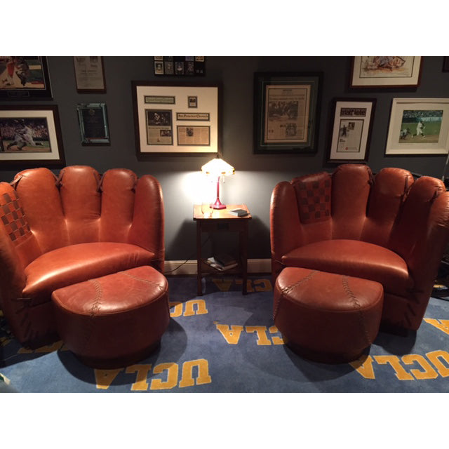 baseball glove chair with ottoman